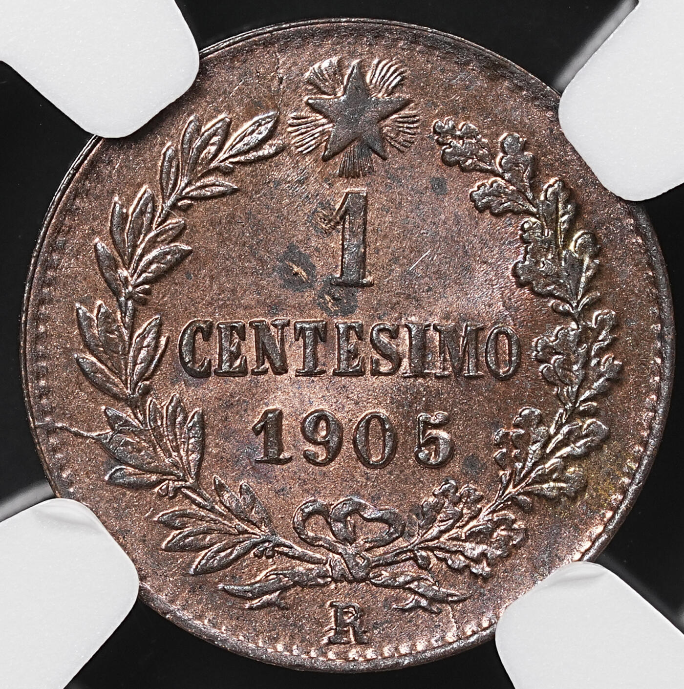 修遠堂世界钱币第八十一期 NGC MS63RB 1905年意大利1分铜币