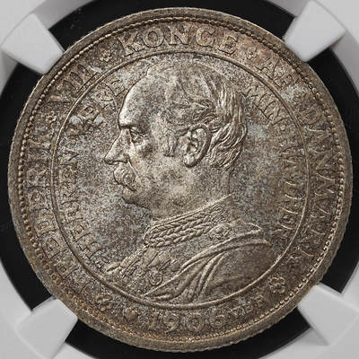 修遠堂世界钱币第八十一期 - NGC MS65 1906年丹麦国王更迭纪念2克朗银币