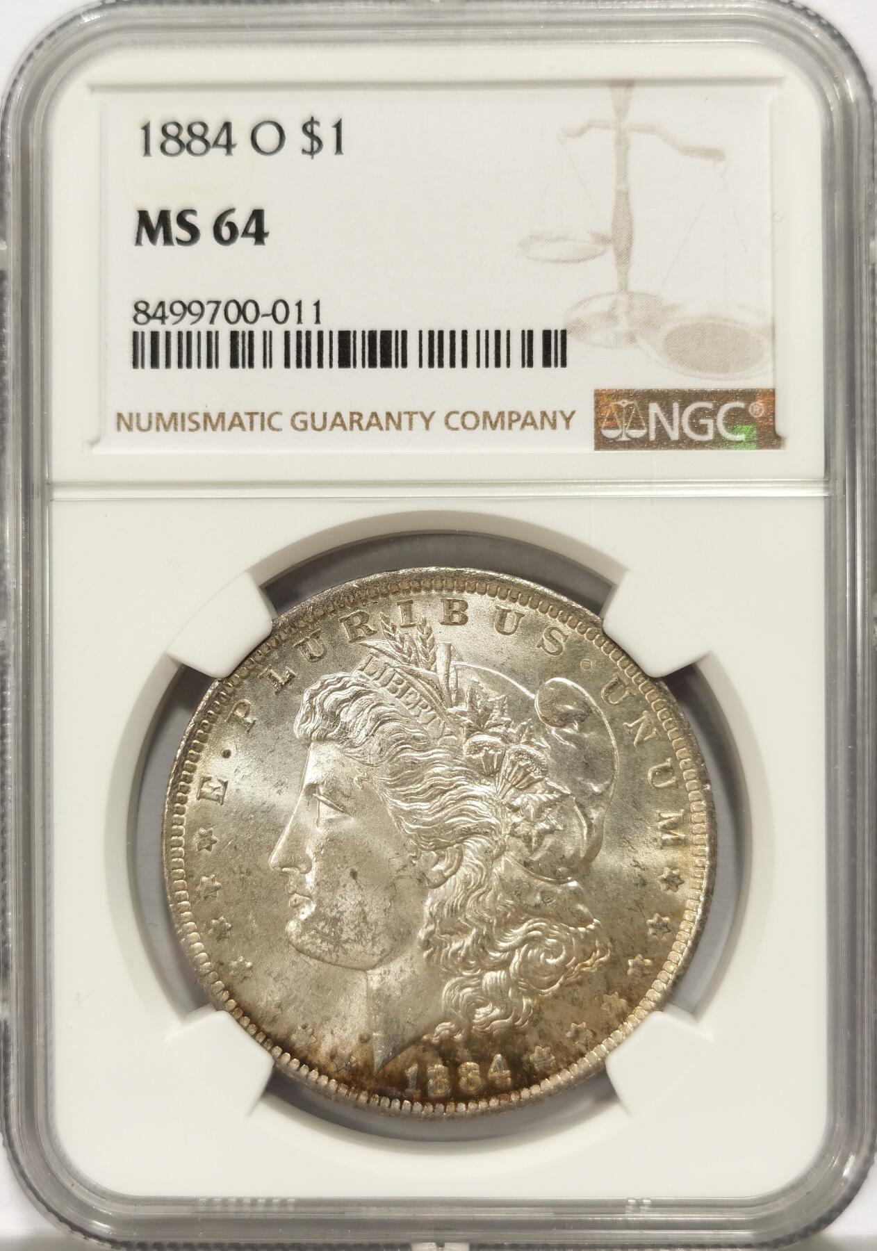 博洋堂世界钱币拍卖第135期（全场包邮）【请留意本场发货时间变化】 NGC MS64 美国1884年1美元摩根银元O版