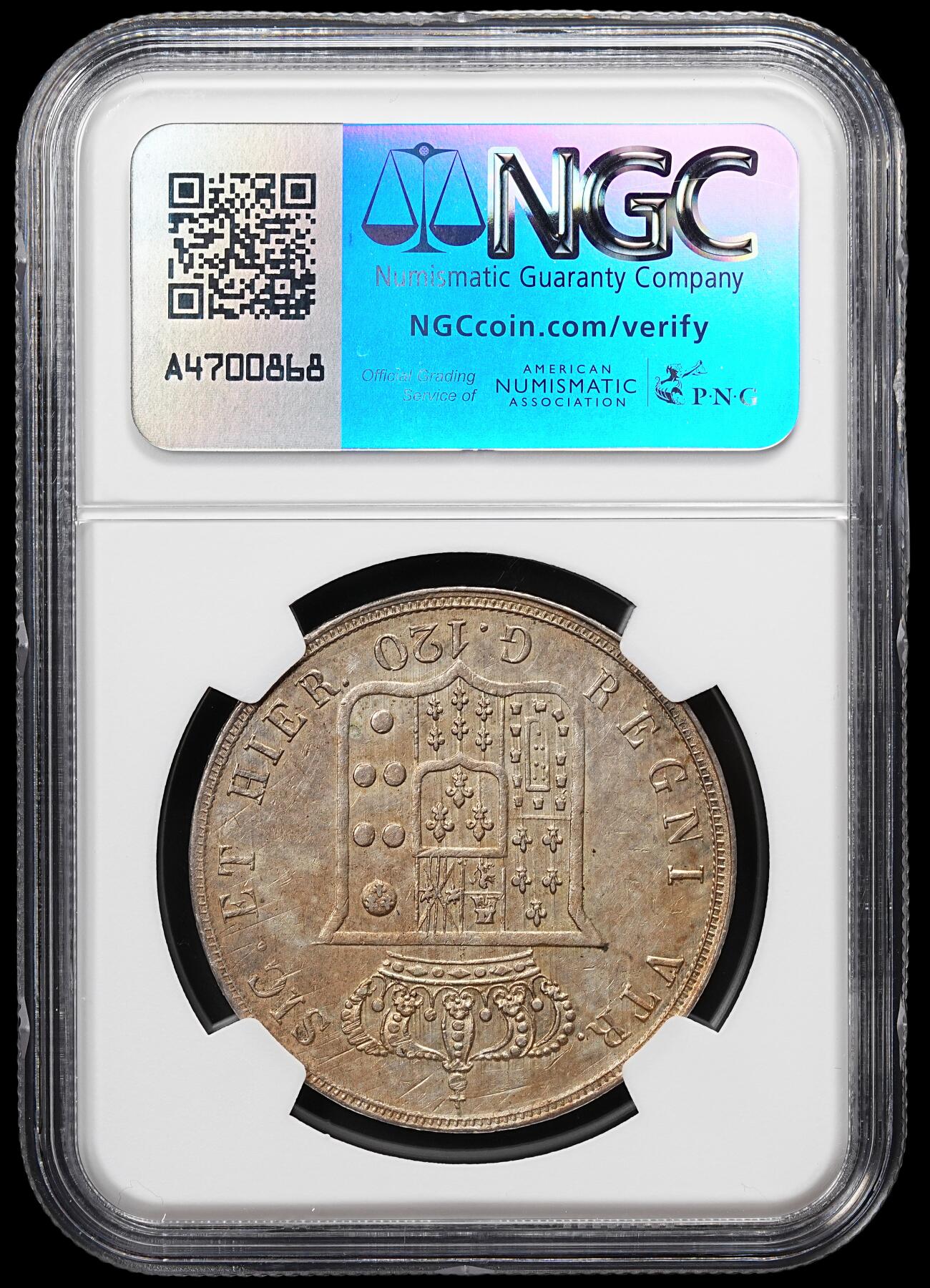 修遠堂世界钱币第八十一期 NGC AUD 1855年那不勒斯和西西里王国120G大银币