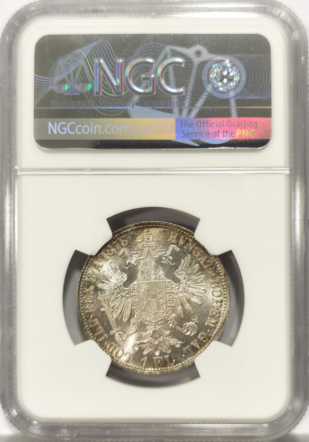 博洋堂世界钱币拍卖第135期（全场包邮）【请留意本场发货时间变化】 NGC MS66 奥地利1878年约瑟夫一世流通1福林银币，超高分，状态绝佳。