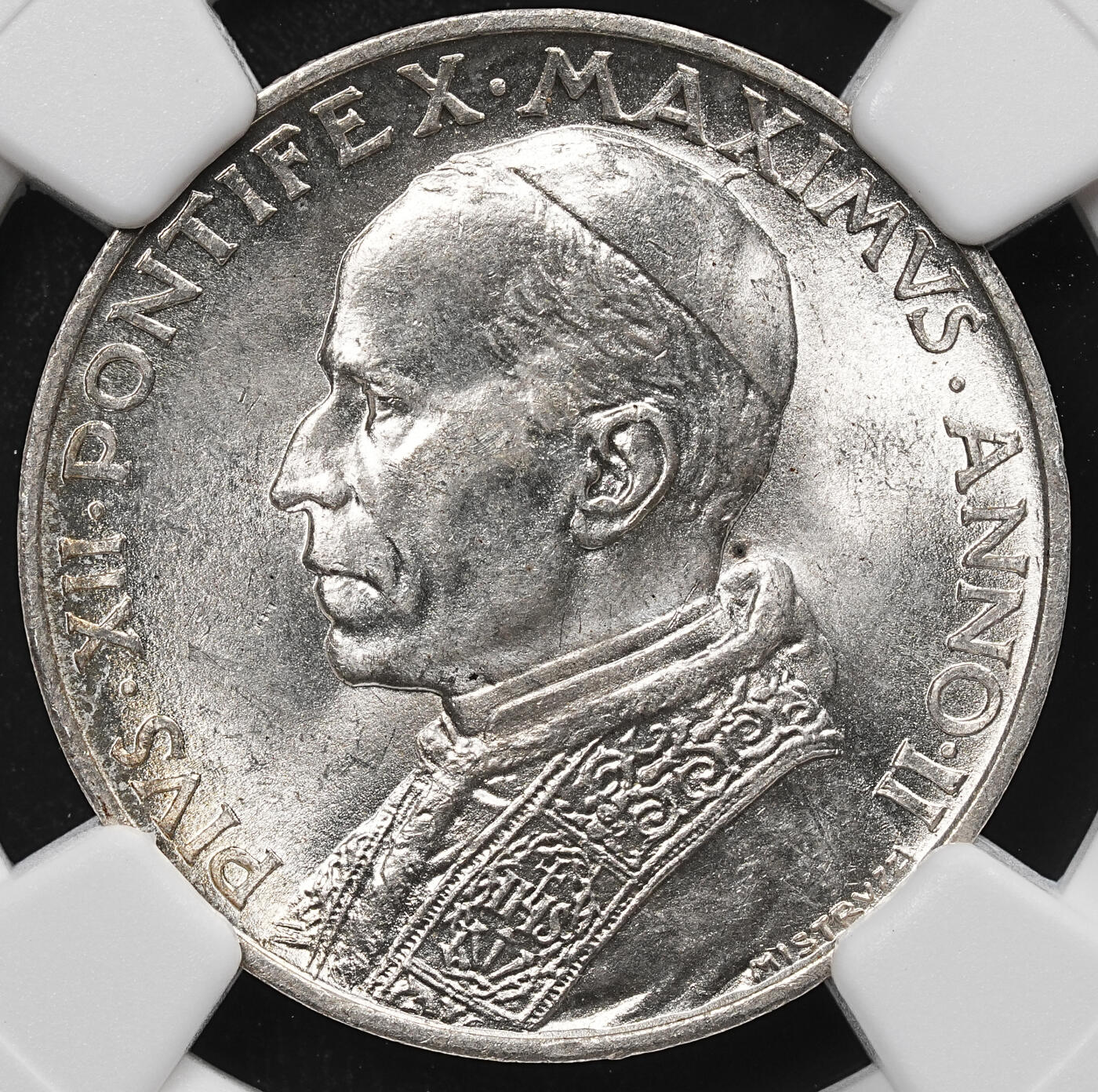 修遠堂世界钱币第八十一期 NGC MS63 1940年梵蒂冈5里拉银币