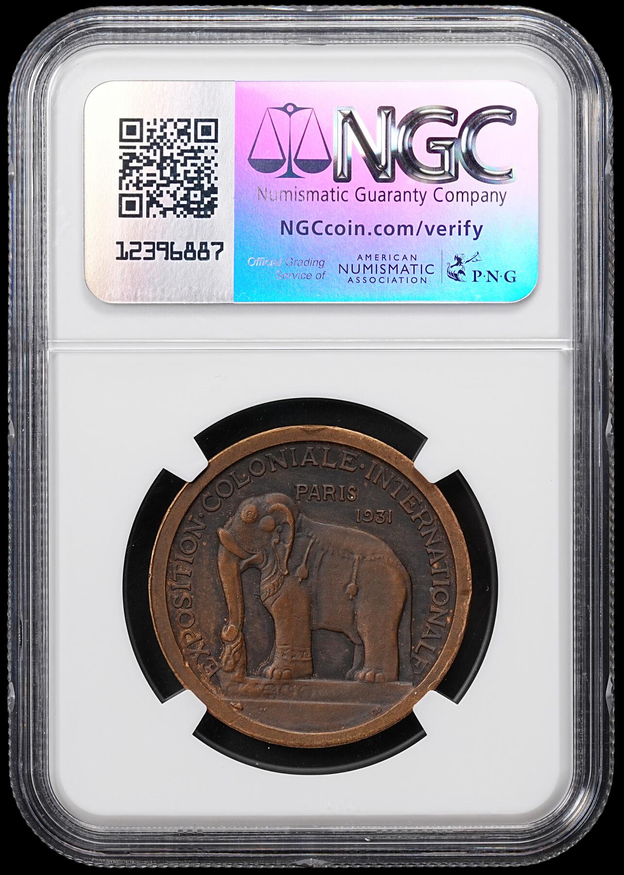 修遠堂世界钱币第八十一期 NGC MS62BN 1931年法国巴黎-世界殖民地博览会铜章 亚洲