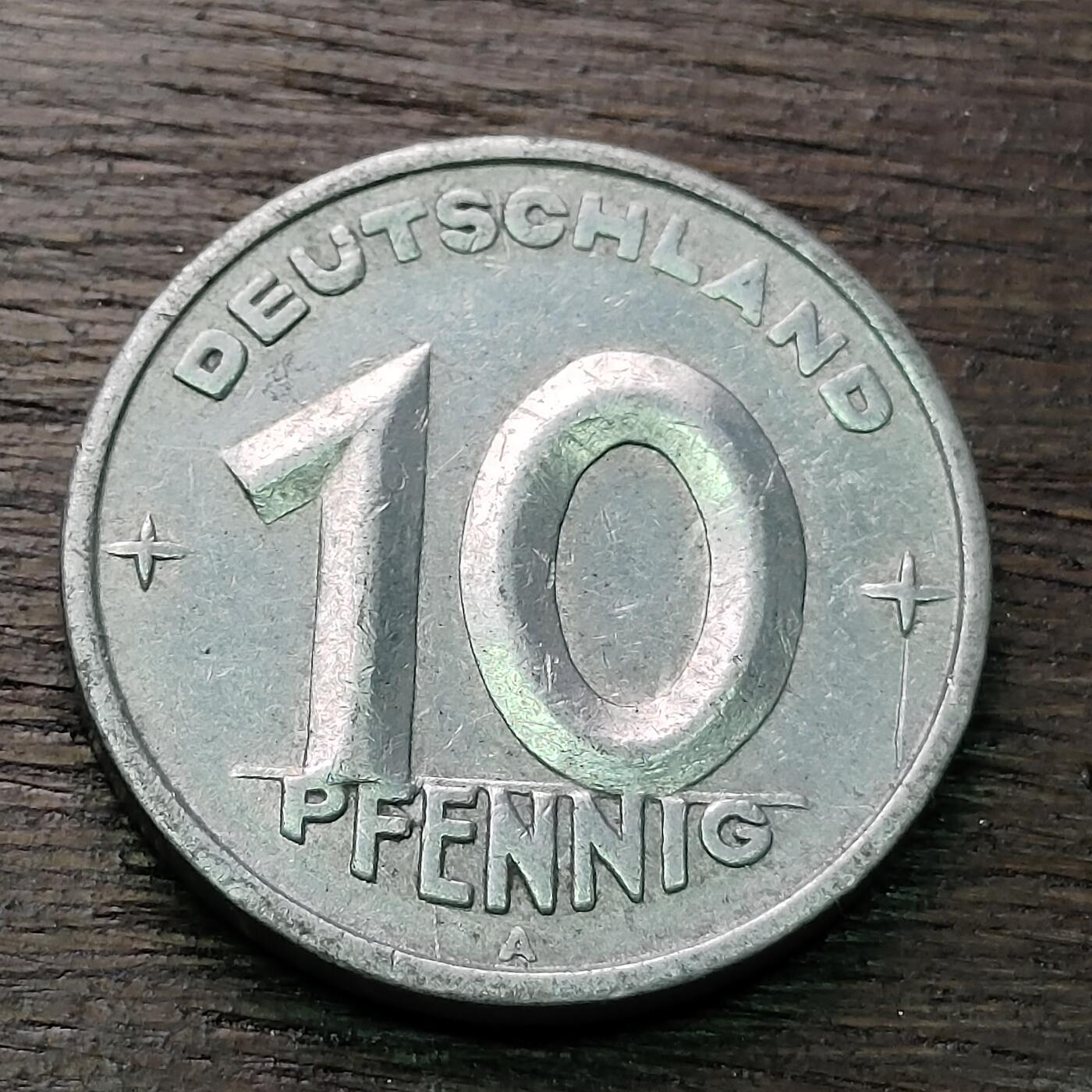 【铜匠收藏】★第128场★散币场，无佣金，30包邮。不满30元，支付5元运费。《接受代拍 代送NGC评级》 东德民主德国 1948年 10芬尼 铝币 A厂