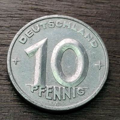 【铜匠收藏】★第128场★散币场，无佣金，30包邮。不满30元，支付5元运费。《接受代拍 代送NGC评级》 - 东德民主德国 1948年 10芬尼 铝币 A厂