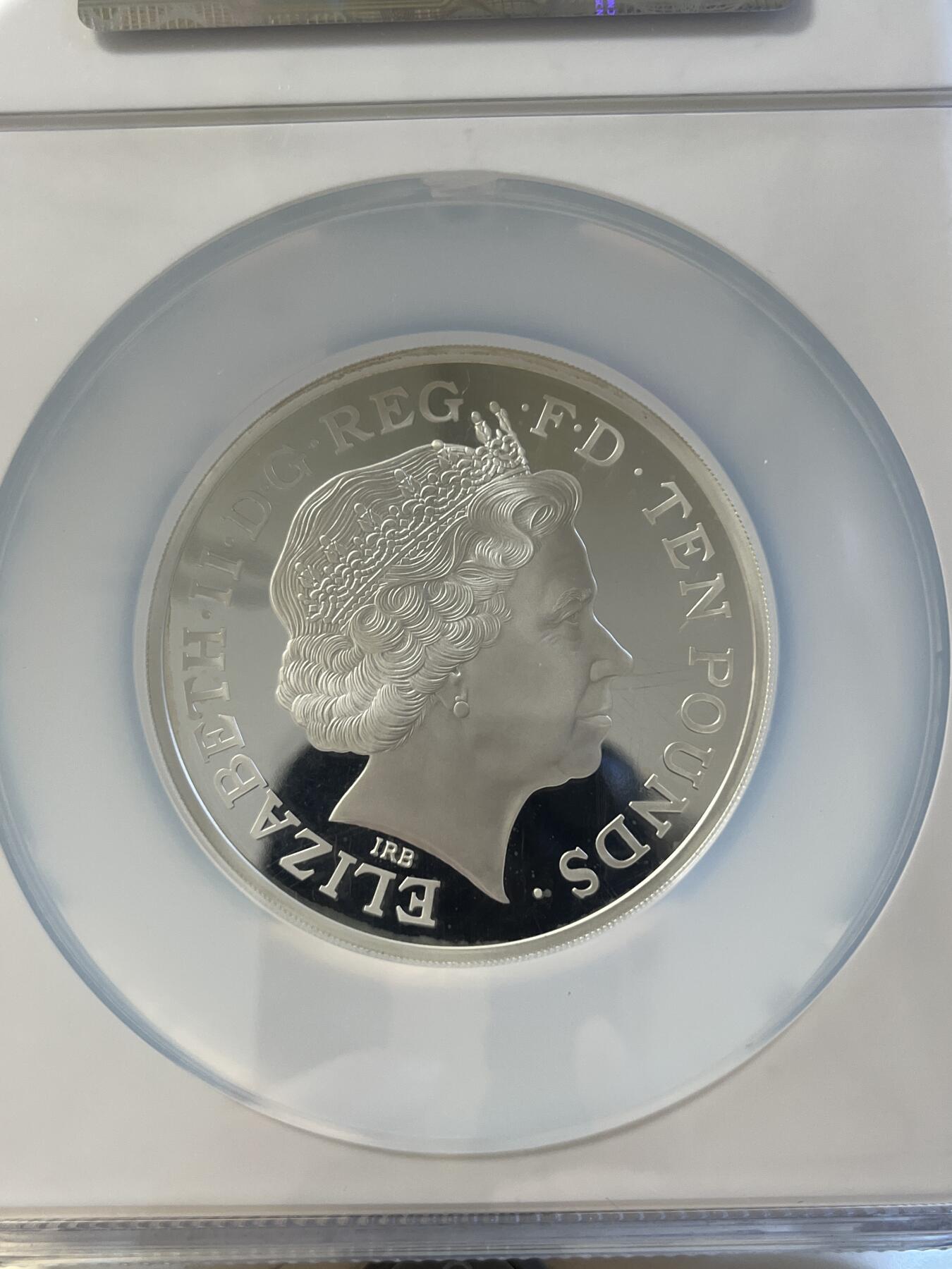第172期拍卖【长期征集拍品】 英国2013年乔治小王子出生5盎司纪念银币NGC-PF69无盒无证书，999银，发行500枚