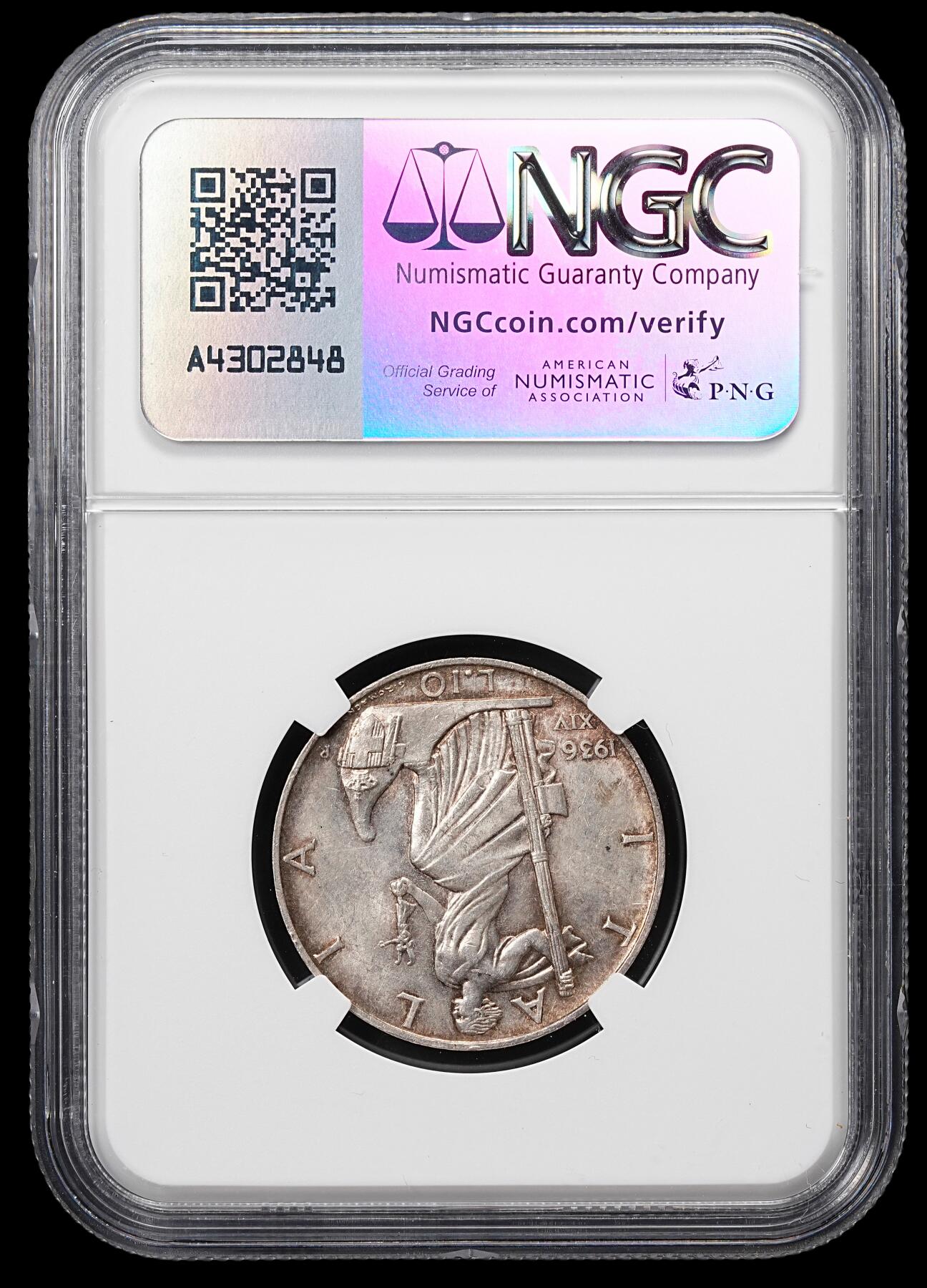 修遠堂世界钱币第八十一期 NGC MS62 1936年意大利10里拉银币