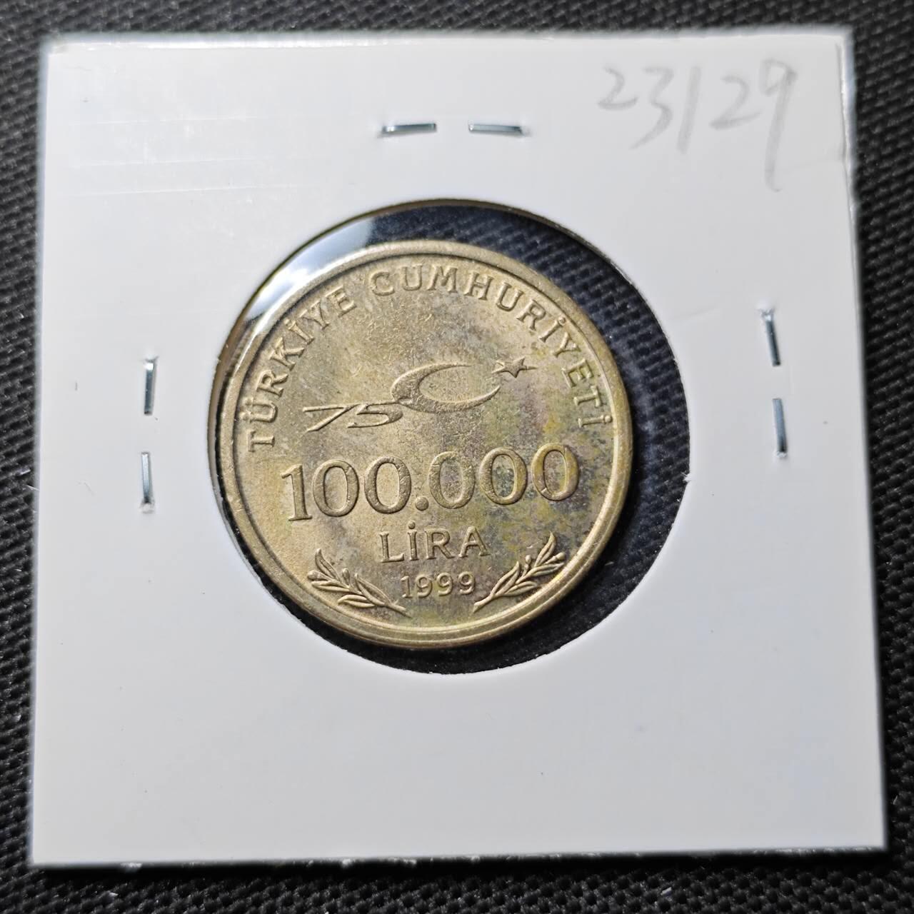 KK钱币收藏小铺 第323期 2月预留时间 周末发货 1999土耳其100000里拉 