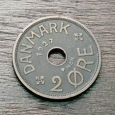 【铜匠收藏】★第127场★散币场，无佣金，30包邮。不满30元，支付5元运费。《接受代拍 代送NGC评级》 - 丹麦 1927年 2欧尔