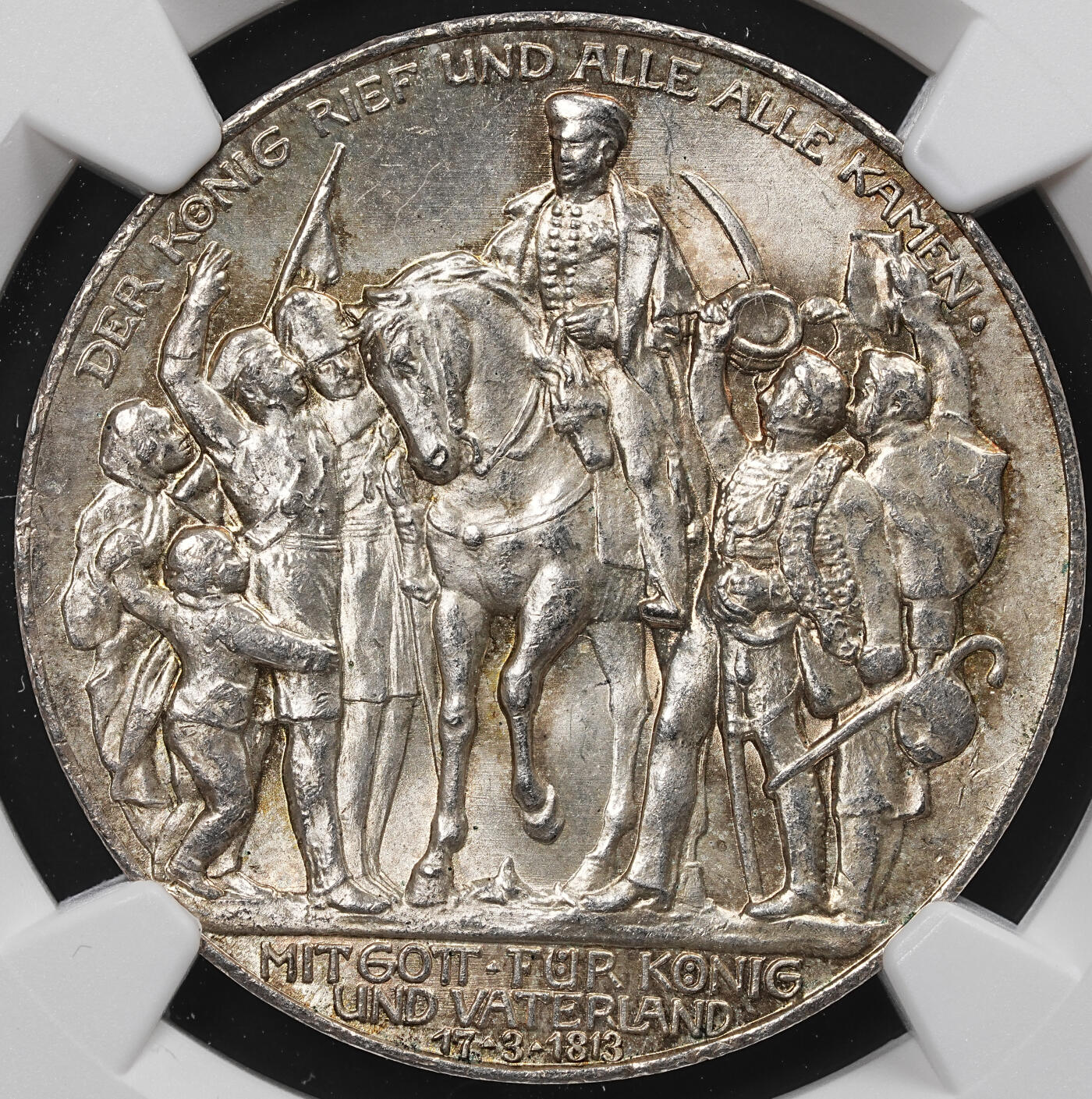 修遠堂世界钱币第八十一期 NGC MS63 1913年普鲁士战胜拿破仑百年纪念3马克银币