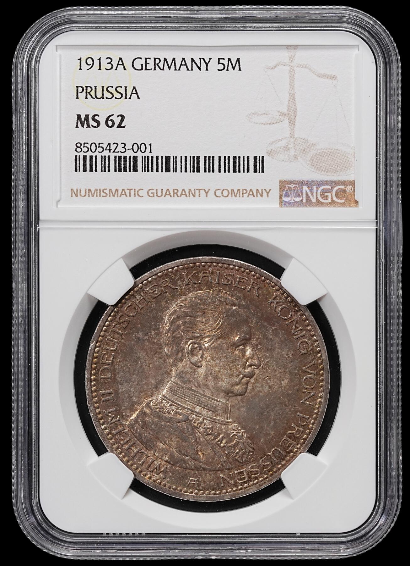 修遠堂世界钱币第八十一期 NGC MS62 1913年普鲁士军装5马克大银币