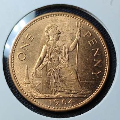 KK钱币收藏小铺 第323期 2月预留时间 周末发货 - 1964英国1便士 好品