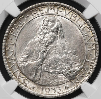 修遠堂世界钱币第八十一期 - NGC MS64 1933年圣马力诺20里拉大银币