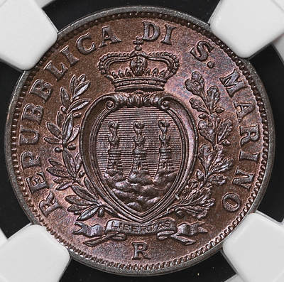 修遠堂世界钱币第八十一期 - NGC MS64BN 1937年圣马力诺10分铜币