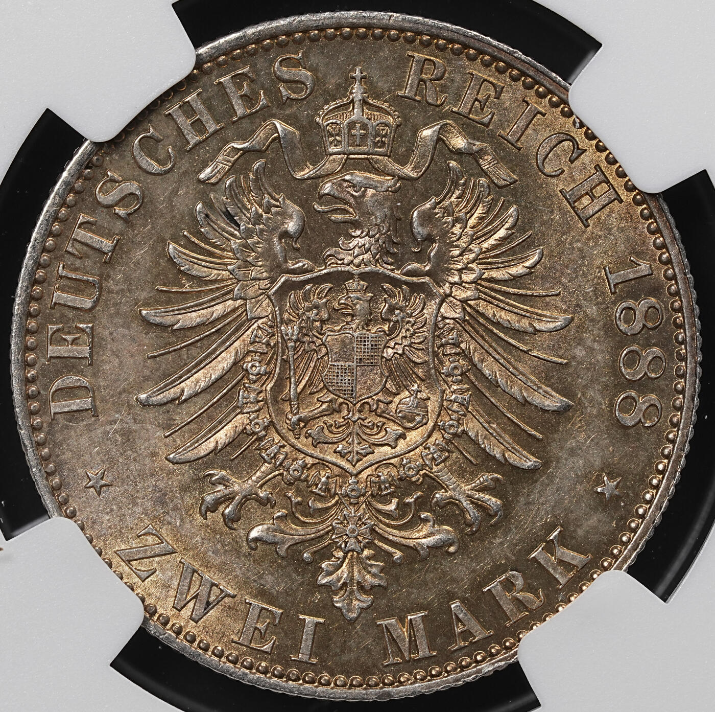 修遠堂世界钱币第八十一期 NGC MS63 1888年普鲁士弗里德里希三世2马克银币 黄油光