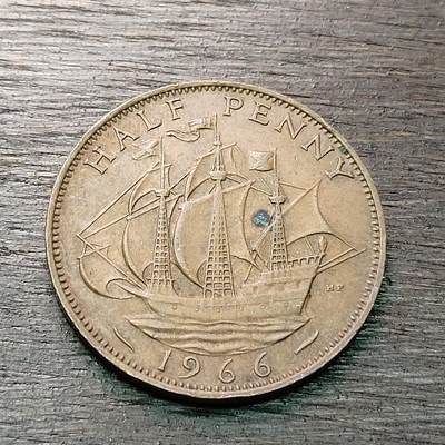 【铜匠收藏】★第128场★散币场，无佣金，30包邮。不满30元，支付5元运费。《接受代拍 代送NGC评级》 - 英国 1966年 1/2便士