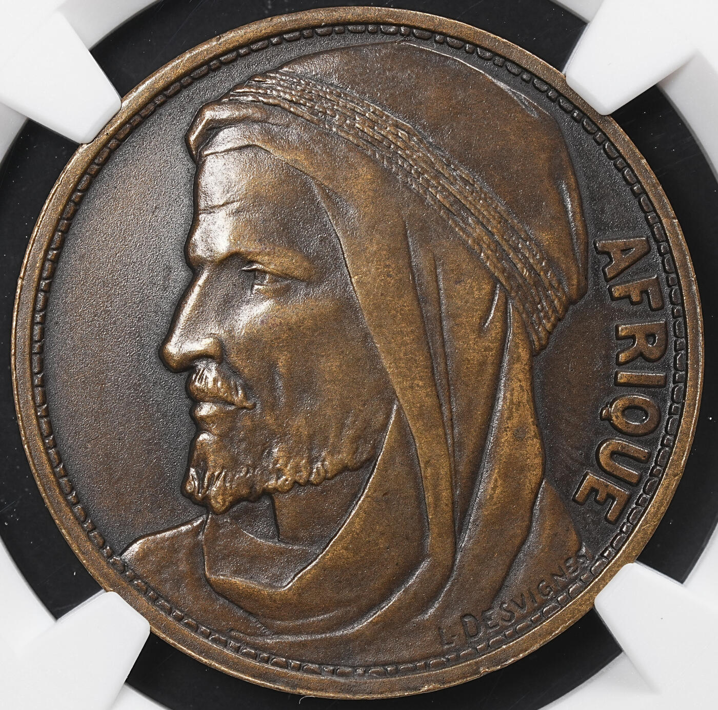 修遠堂世界钱币第八十一期 NGC MS63BN 1931年法国巴黎-世界殖民地博览会铜章 非洲