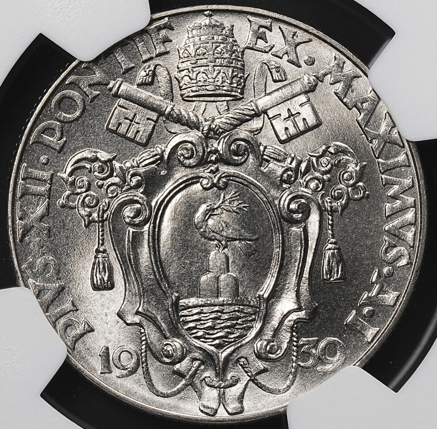 修遠堂世界钱币第八十一期 NGC MS66 1939年梵蒂冈2里拉