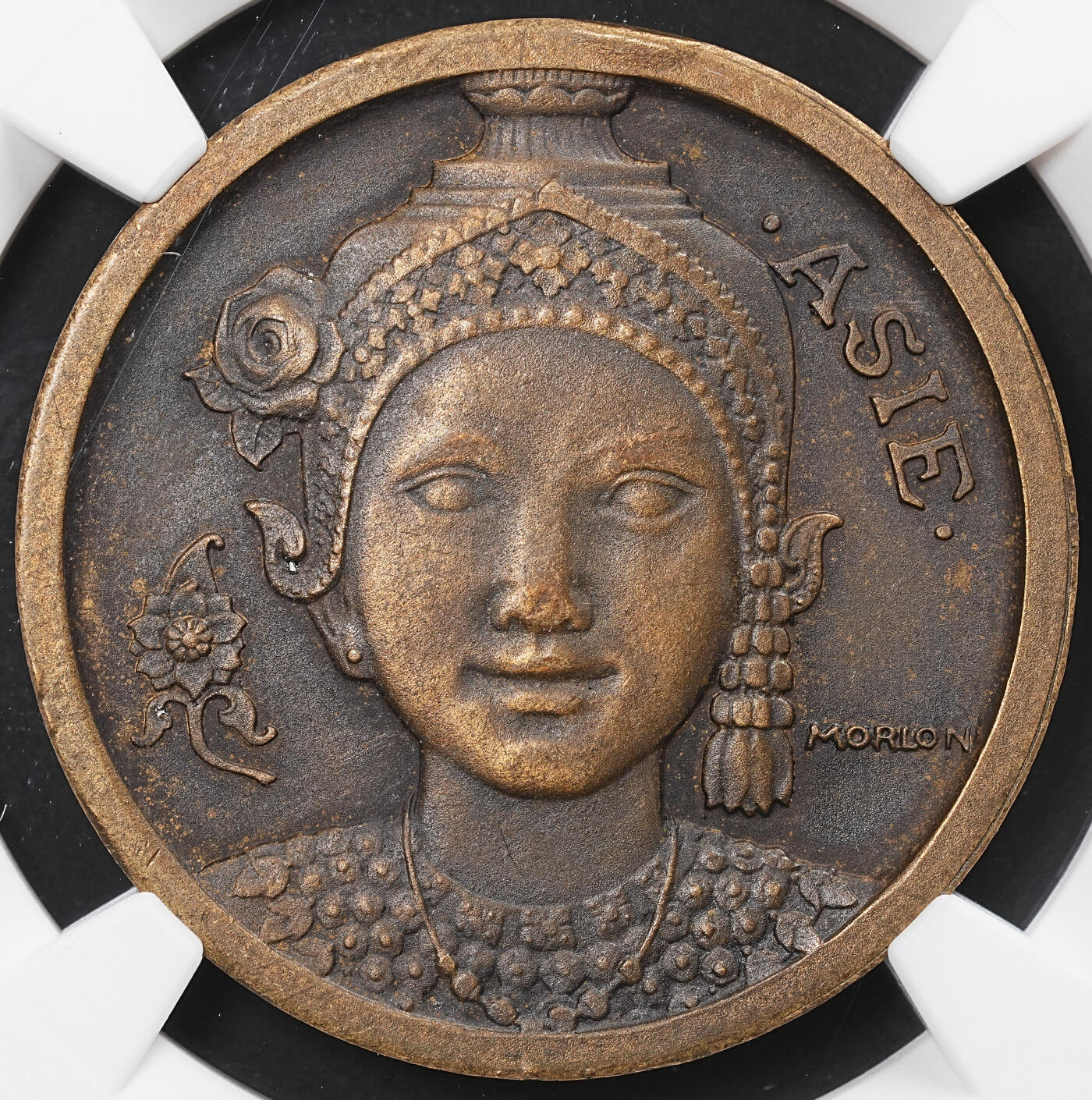 修遠堂世界钱币第八十一期 NGC MS62BN 1931年法国巴黎-世界殖民地博览会铜章 亚洲