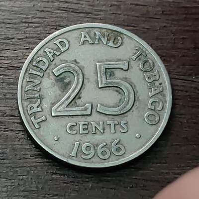 【铜匠收藏】★第128场★散币场，无佣金，30包邮。不满30元，支付5元运费。《接受代拍 代送NGC评级》 - 特立尼达和多巴哥 1966年 25分 铜镍币