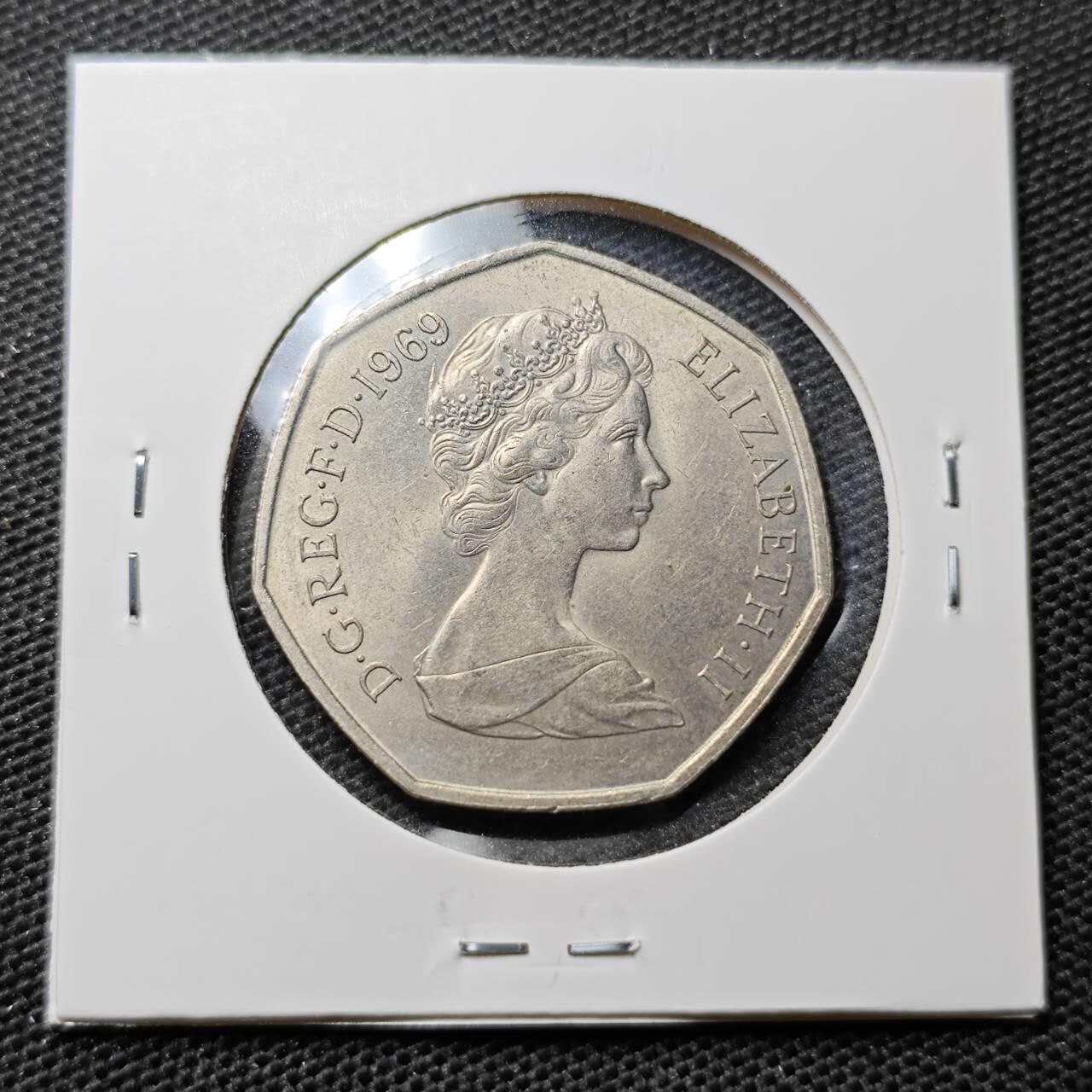 KK钱币收藏小铺 第323期 2月预留时间 周末发货 1969英国50便士 大50便士 好品
