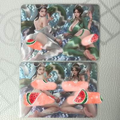 花开卡拍第34期（8月17号周日截拍，品控勿拍!!!拍品不寄存，运费5元，自制卡难免瑕疵，可能存在轻微撞角爆边等出厂瑕疵，品控介意勿拍！） - 绘天阁 绝版蛇年特卡 青白蛇对卡 粗闪两张 第二张为艺术版