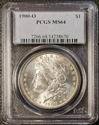 甄臻铺-世界币章拍卖（第29期），送拍享返佣金等优惠多多 - PCGS-MS64 1900年O版摩根，少见年份