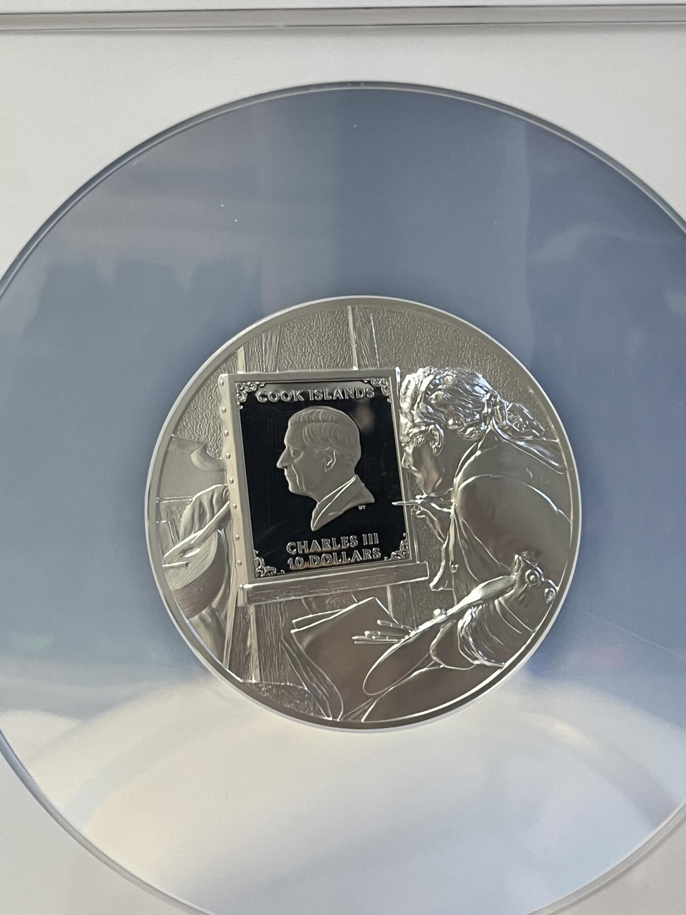 第171期拍卖【长期征集拍品】 库克2024年绘画大师雷诺阿银币NGC-70分首无盒无证书，9999银，发行999枚