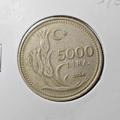KK钱币收藏小铺 第323期 2月预留时间 周末发货 - 1994土耳其5000里拉 