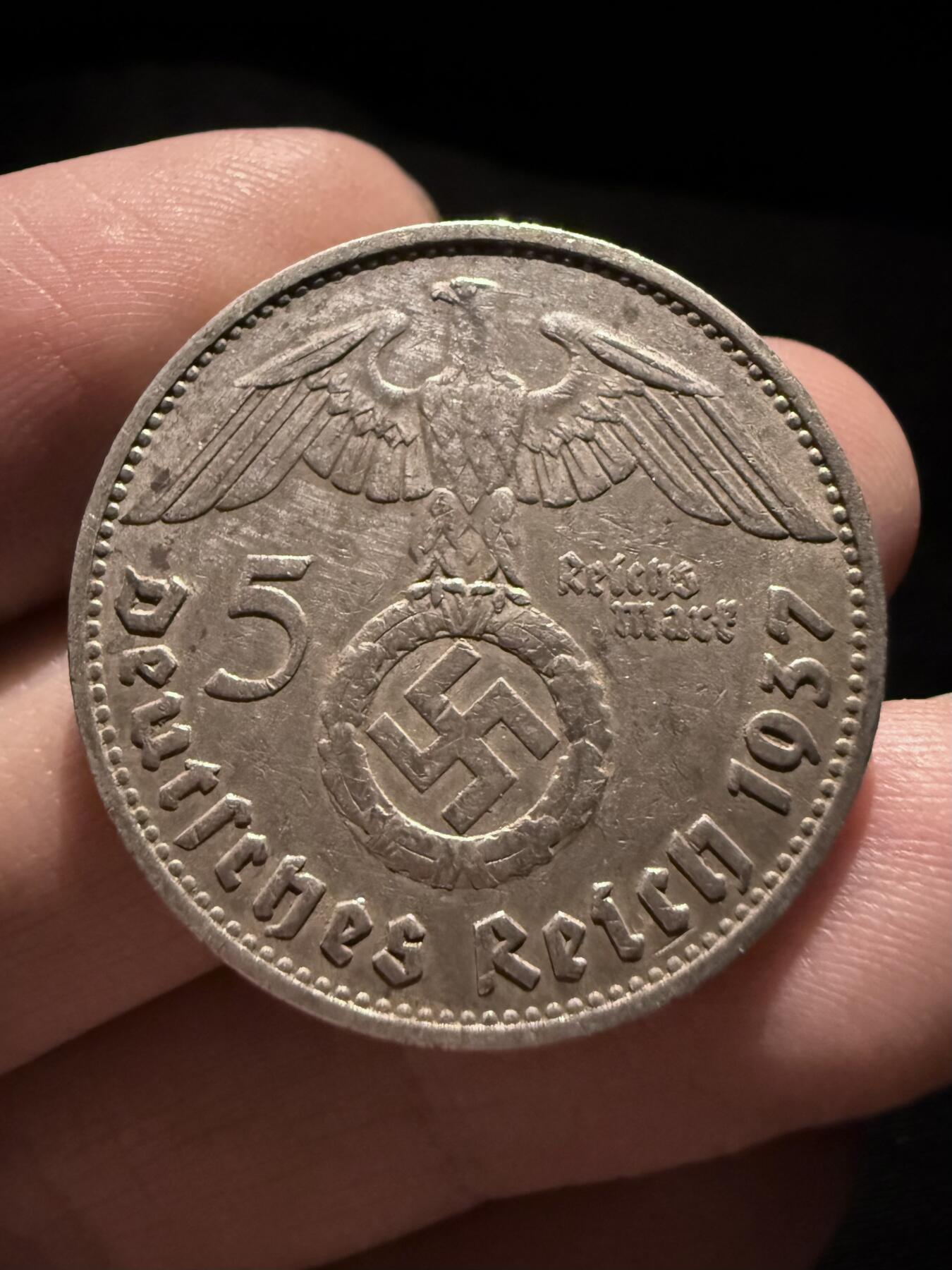 南宋泉阁俄币 外币 国币 专场第十六期【送拍无额外佣金】 德国 第三帝国 1937年 兴登堡头像5马克银币 大风车版 字口还行 通货好品