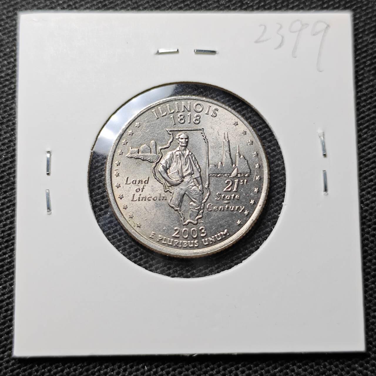 KK钱币收藏小铺 第323期 2月预留时间 周末发货 2003美国25分 纪念币 好品