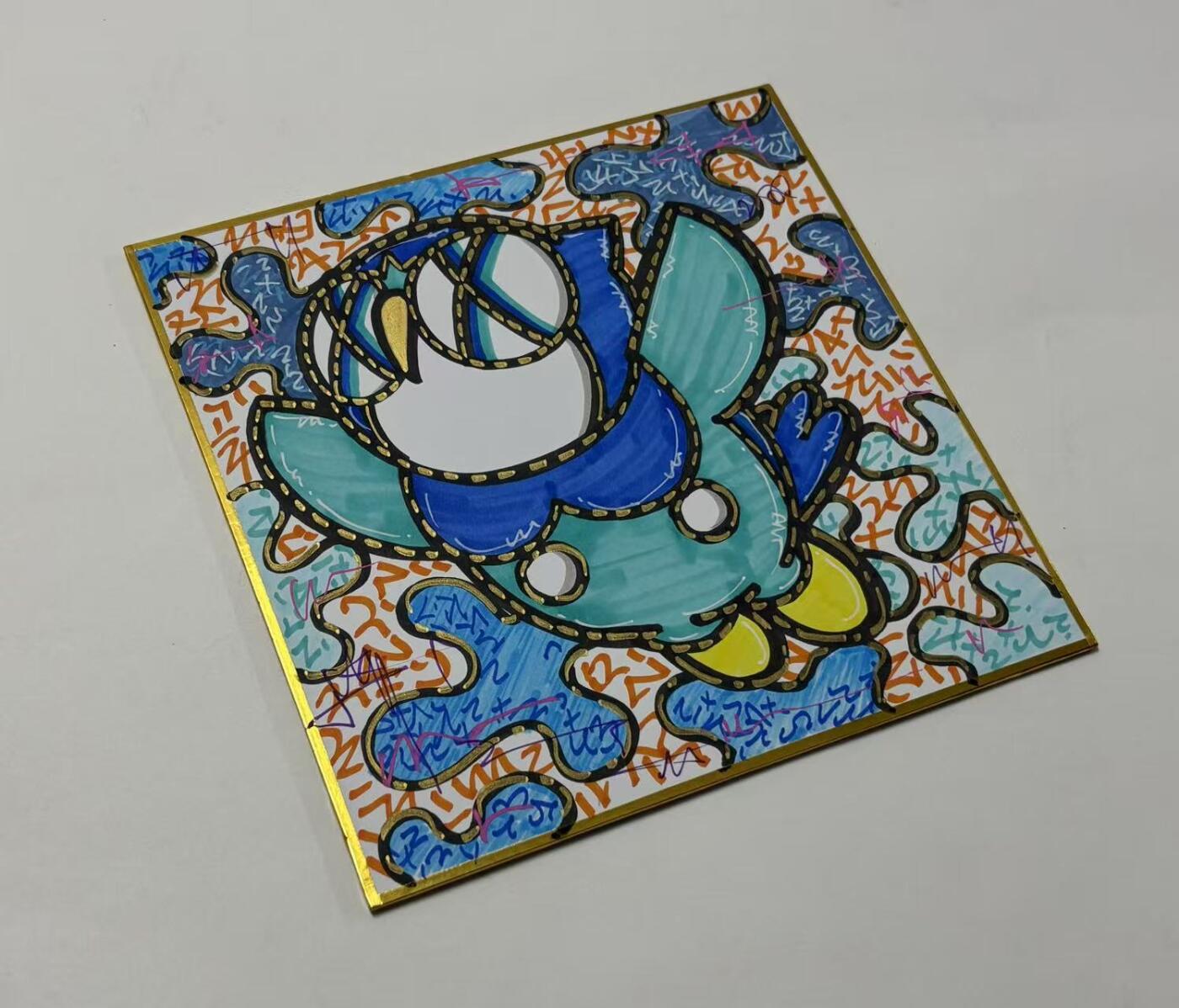 零元拍：歪歪亲笔签名原画色卡，尺寸：18/18厘米，不是复制画哦