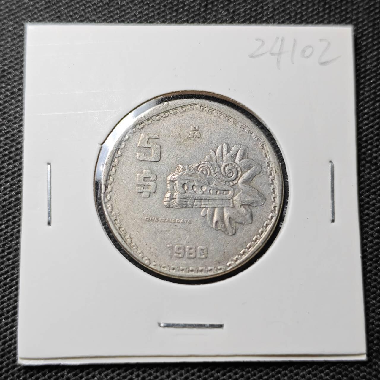 KK钱币收藏小铺 第324期 2月预留时间 周末发货 1980墨西哥5比索