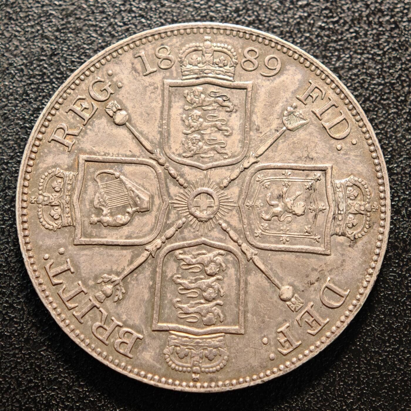 【德藏】世界币章拍卖第142期（拍品征集中~欢迎藏友联系） 1889年 英国维多利亚女王双弗洛林银币 直径约：36mm；重约：22.7g