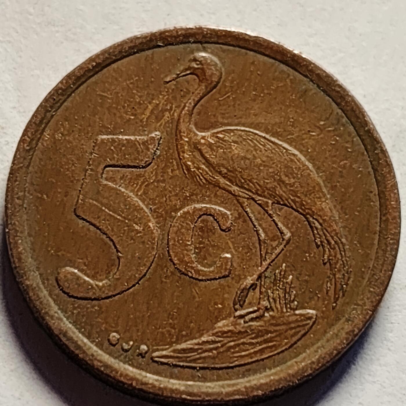 泉币菌-第85场-精品福利场 南非1997年5分 硬币，蓝鹤，21mm