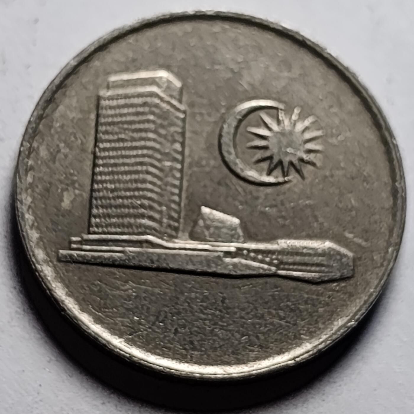 泉币菌-第86场-散币欢乐场 马来西亚1988年20仙 大厦版 铜镍币 23.6mm