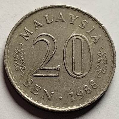 泉币菌-第83场-精品福利场 - 马来西亚1988年20仙 大厦版 铜镍币 23.6mm