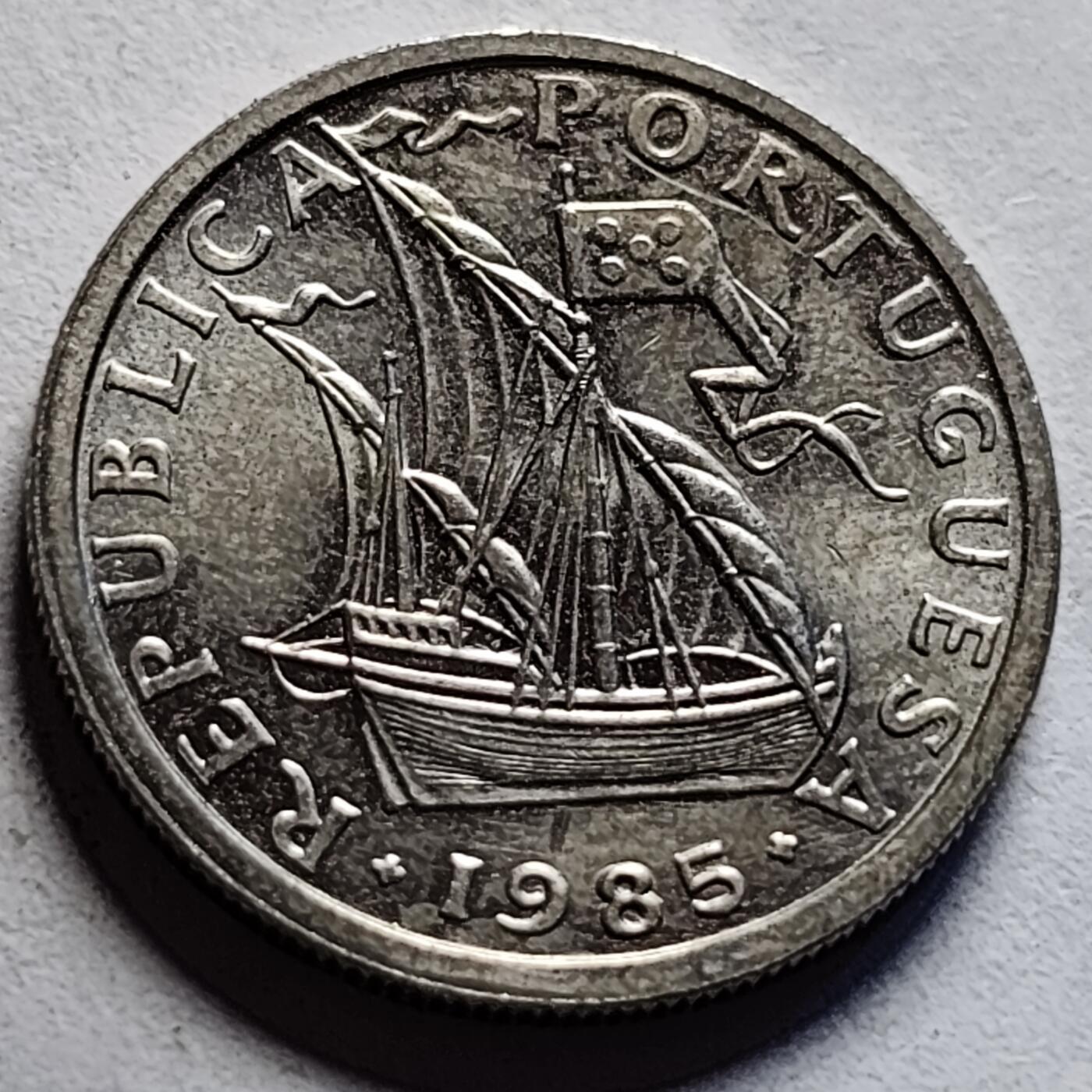 泉币菌-第85场-精品福利场 原光UNC 1985年 葡萄牙2.5埃斯库多 大帆船 袖珍币