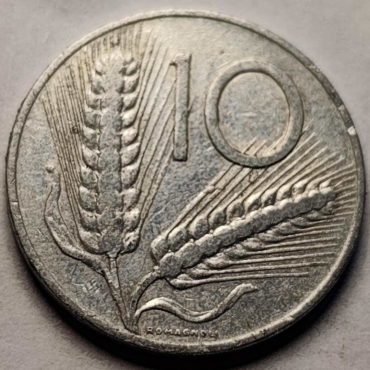 泉币菌-第83场-精品福利场 意大利1956年 10里拉铝币 麦穗 古犁23.3mm