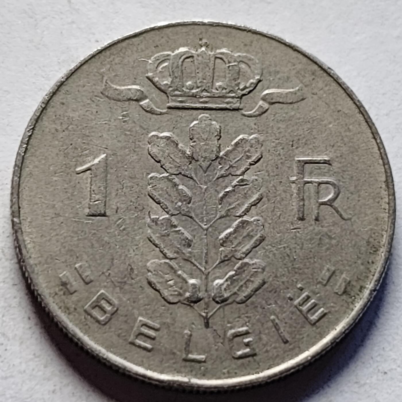 泉币菌-第85场-精品福利场 比利时1970年1法郎铜镍币（佛兰芒文版BELGIË），谷物女神