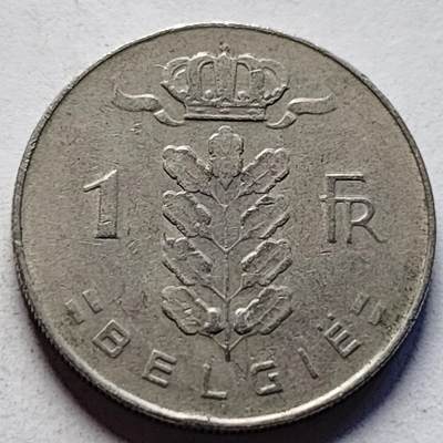泉币菌-第85场-精品福利场 - 比利时1970年1法郎铜镍币（佛兰芒文版BELGIË），谷物女神
