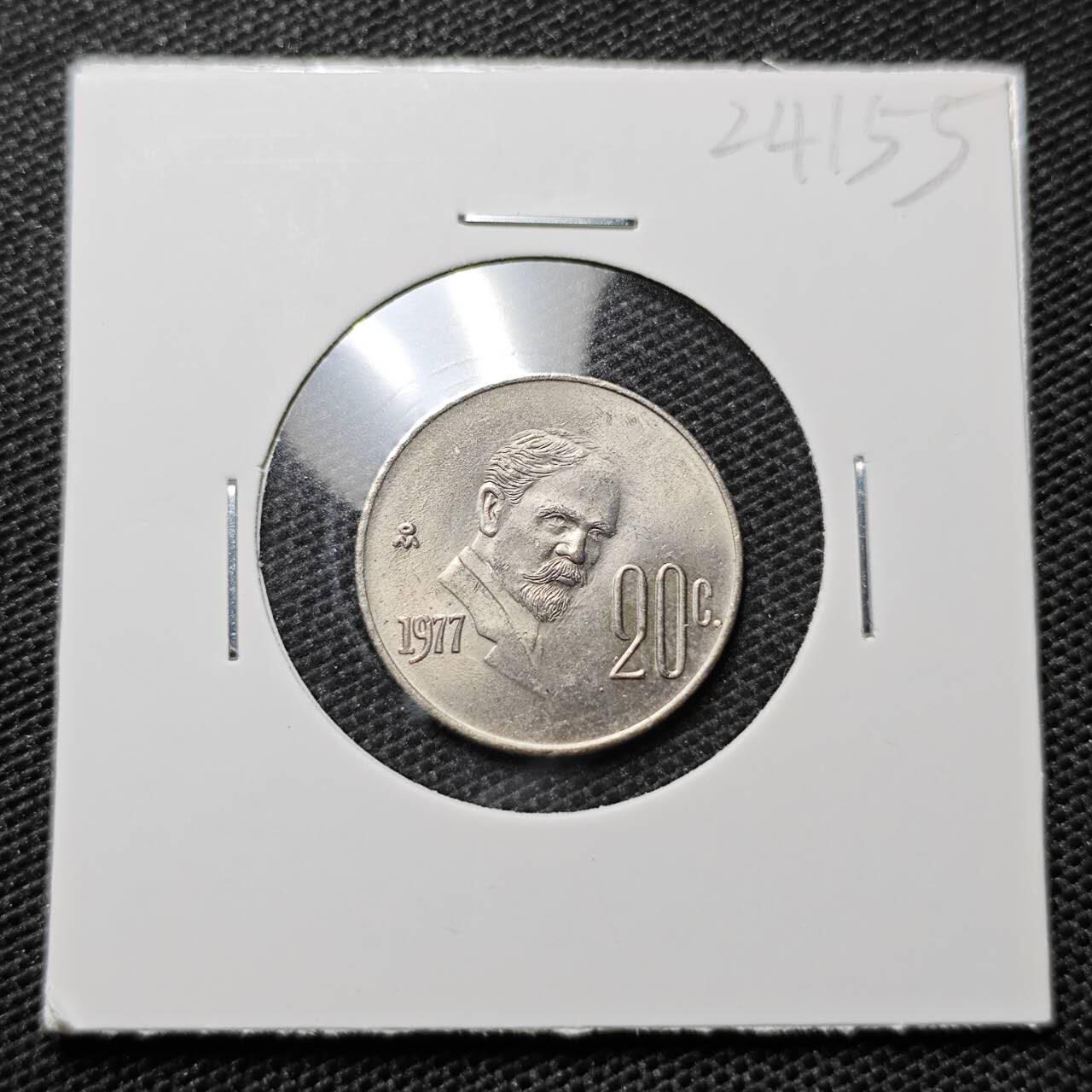 KK钱币收藏小铺 第324期 2月预留时间 周末发货  1977墨西哥20分 好品