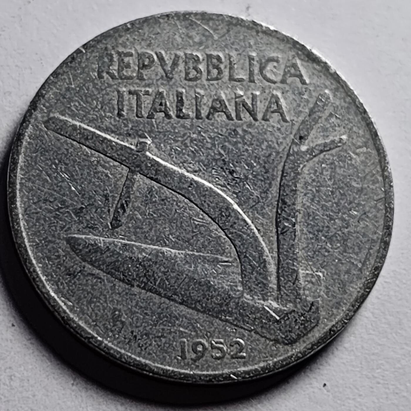 泉币菌-第86场-散币欢乐场 意大利1952年 10里拉铝币 麦穗 古犁23.3mm