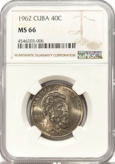 博洋堂世界钱币拍卖第135期（全场包邮） - NGC MS66 冠军分！古巴1962年40分纪念币