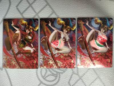 花开卡拍第34期（8月17号周日截拍，品控勿拍!!!拍品不寄存，运费5元，自制卡难免瑕疵，可能存在轻微撞角爆边等出厂瑕疵，品控介意勿拍！） - 卡颜月色 西游 孙悟空 粗闪3张，第三张是艺术版