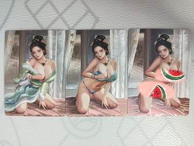花开卡拍第34期（8月17号周日截拍，品控勿拍!!!拍品不寄存，运费5元，自制卡难免瑕疵，可能存在轻微撞角爆边等出厂瑕疵，品控介意勿拍！） - 卡颜月色 金瓶梅 李娇儿 粗闪3张，第三张是艺术版