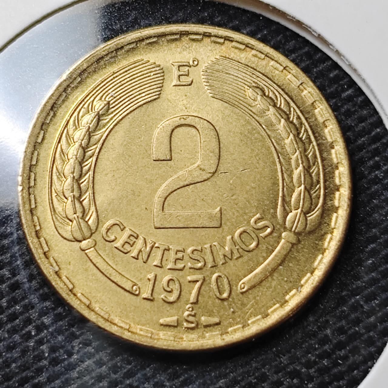 KK钱币收藏小铺 第324期 2月预留时间 周末发货  1970智利2分好品铜币 飞鹰