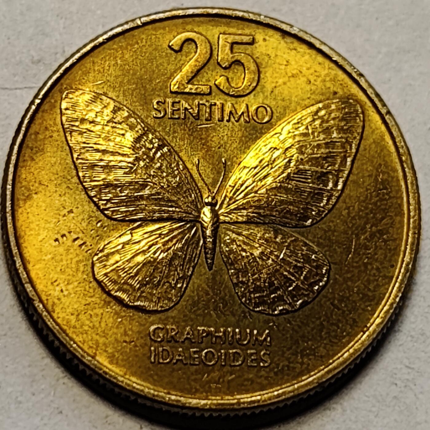 泉币菌-第83场-精品福利场 铜光美品 菲律宾25分铜币 1983年 蝴蝶 21mm