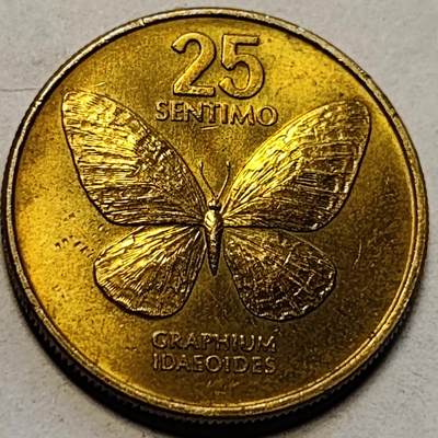 泉币菌-第83场-精品福利场 - 铜光美品 菲律宾25分铜币 1983年 蝴蝶 21mm