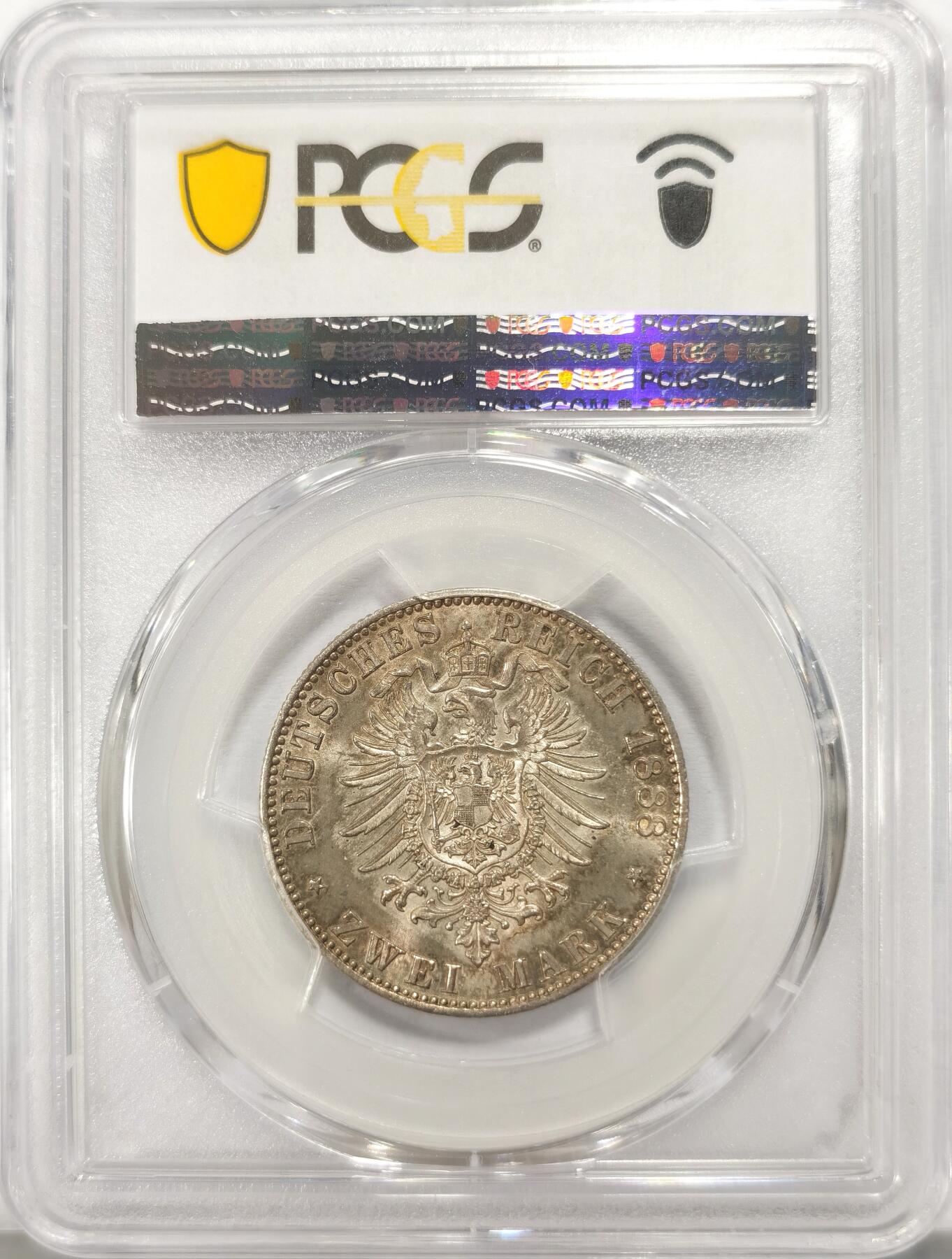 博洋堂世界钱币拍卖第135期（全场包邮）【请留意本场发货时间变化】 PCGS MS64 德国普鲁士1888年威廉二世短翅鹰流通2马克银币，名誉品，越来越少见的高分。